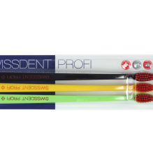SWISSDENT Profi Colours hambaharja TRIO Soft Medium – Must/Kollane/Roheline